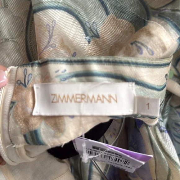 Zimmermann Tan and Blue Long Sleeve Sundress - Picture 6 of 9
